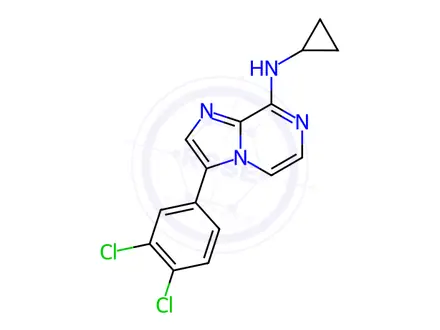 Chemical structure of N-Cyclopropyl-3-(3,4-dichlorophenyl)imidazo[1,2-a]pyrazin-8-amine