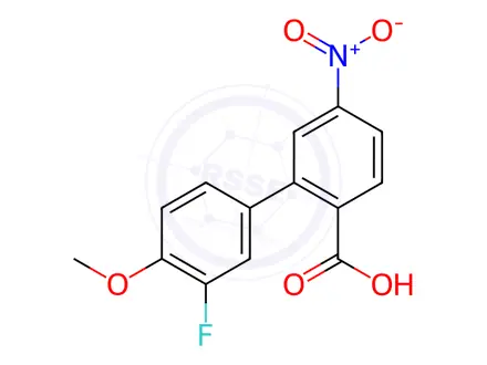 Chemical structure of 2-(3-Fluoro-4-methoxyphenyl)-4-nitrobenzoic acid