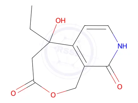 Chemical structure of 5-ethyl-5-hydroxy-4,8-dihydro-1H-oxepino[6,5-c]pyridine-3,9-dione