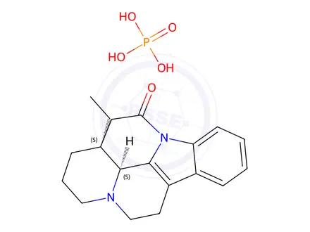 Chemical structure of (3alpha,16alpha)-eburnamenin-14(15H)-one phosphate (1:1)