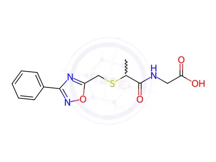 Chemical structure of Glycine, N-[1-oxo-2-[[(3-phenyl-1,2,4-oxadiazol-5-yl)methyl]thio]propyl]-