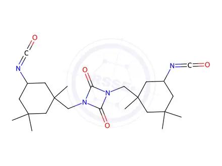 Chemical structure of 2,4-dioxo-1,3-diazetidine-1,3-diylbis[methylene(1,5,5-trimethylcyclohexane-1,3-diyl)] diisocyanate