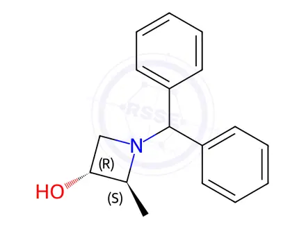 Chemical structure of (2S,3R)-1-(diphenylmethyl)-2-methylazetidin-3-ol
