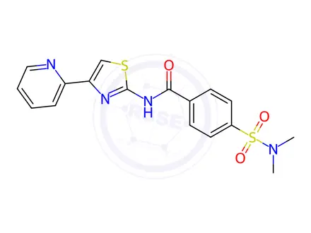 Chemical structure of 4-(N,N-Dimethylsulfamoyl)-N-(4-(pyridin-2-yl)thiazol-2-yl)benzamide