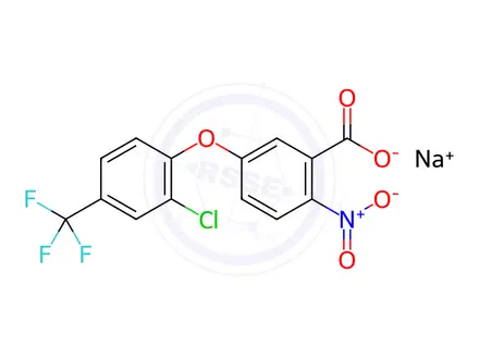Chemical structure of 5-(2-Chloro-4-(trifluoro-methyl)phenoxy)-2-nitro-benzoic acid sodium salt