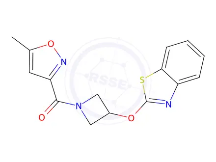 Chemical structure of (3-(Benzo[d]thiazol-2-yloxy)azetidin-1-yl)(5-methylisoxazol-3-yl)methanone