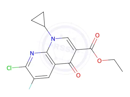 Chemical structure of 7-Chloro-1-cyclopropyl-6-fluoro-1,4-dihydro-4-oxo-1,8-naphthyridine-3-carboxylic Acid Ethyl Ester