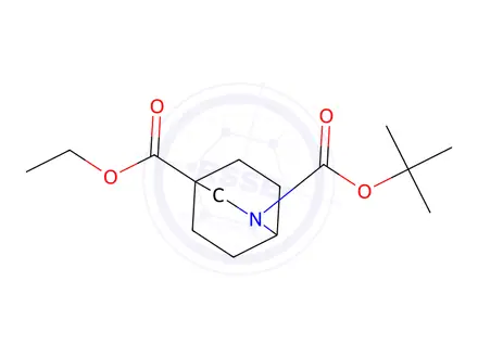 Chemical structure of 2-(Tert-butyl) 4-ethyl 2-azabicyclo[2.2.2]Octane-2,4-dicarboxylate