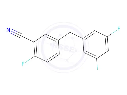 Chemical structure of 5-(3,5-difluorobenzyl)-2-fluorobenzonitrile