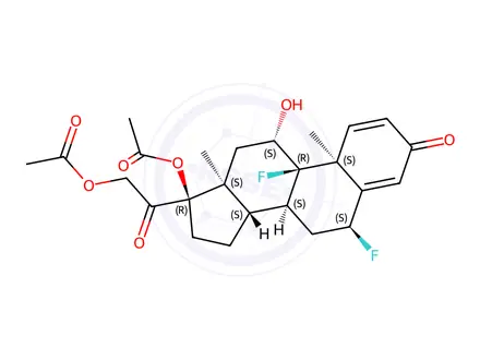 Chemical structure of (6a,11b)-17,21-Bis(acetyloxy)-6,9-difluoro-11-hydroxy-pregna-1,4-diene-3,20-dione