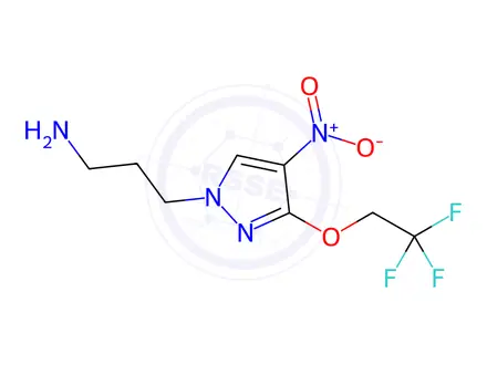 Chemical structure of 3-[4-nitro-3-(2,2,2-trifluoroethoxy)-1H-pyrazol-1-yl]propan-1-amine