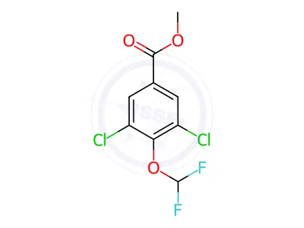 Chemical structure of Benzoic acid, 3,5-dichloro-4-(difluoromethoxy)-, methyl ester
