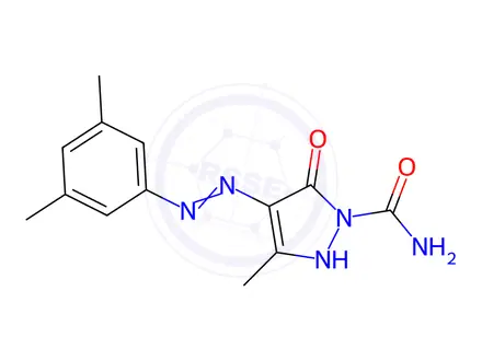 Chemical structure of 3-Methyl-5-oxo-4-[2-(3,5-xylyl)hydrazono]-2-pyrazoline-1-carboxamide