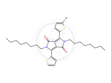 Chemical structure of 3-(5-Bromothiophen-2-yl)-2,5-dioctyl-6-(thiophen-2-yl)pyrrolo[3,4-c]pyrrole-1,4(2H,5H)-dione