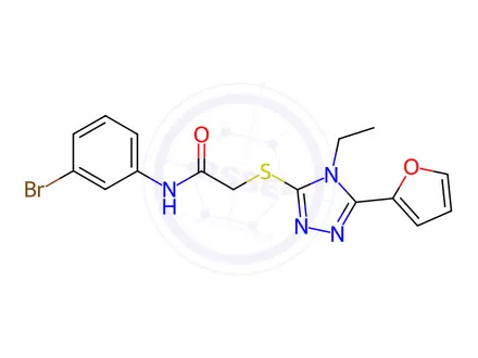 Chemical structure of N-(3-Bromophenyl)-2-((4-ethyl-5-(furan-2-yl)-4H-1,2,4-triazol-3-yl)thio)acetamide