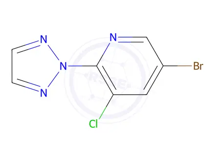 Chemical structure of 5-bromo-3-chloro-2-(2H-1,2,3-triazol-2-yl)pyridine