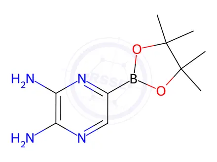 Chemical structure of 5-(Tetramethyl-1,3,2-dioxaborolan-2-yl)pyrazine-2,3-diamine