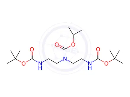 Chemical structure of 10-Oxa-2,5,8-triazadodecanoic acid, 5-[(1,1-dimethylethoxy)carbonyl]-11,11-dimethyl-9-oxo-, 1,1-dimethylethyl ester