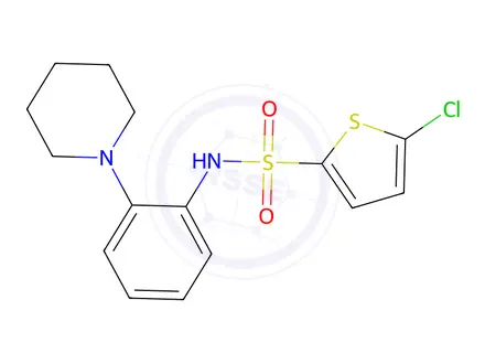 Chemical structure of 5-Chloro-N-[2-(1-piperidinyl)phenyl]-2-thiophenesulfonamide