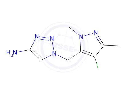 Chemical structure of 1-((4-Chloro-1,3-dimethyl-1h-pyrazol-5-yl)methyl)-1h-1,2,3-triazol-4-amine