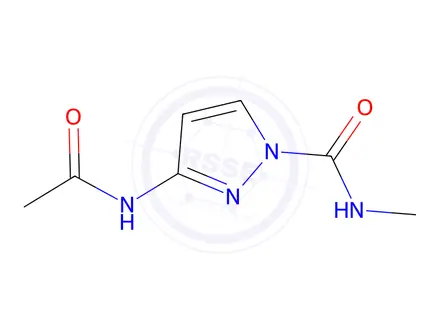 Chemical structure of 1H-Pyrazole-1-carboxamide, 3-(acetylamino)-N-methyl-