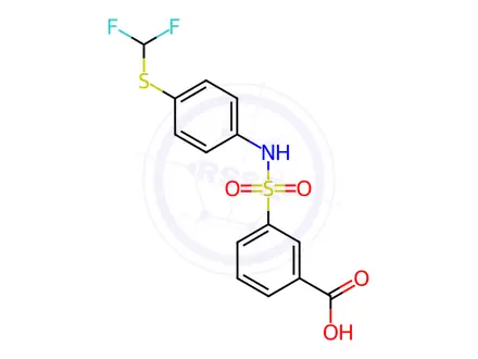 Chemical structure of 3-(n-(4-((Difluoromethyl)thio)phenyl)sulfamoyl)benzoic acid
