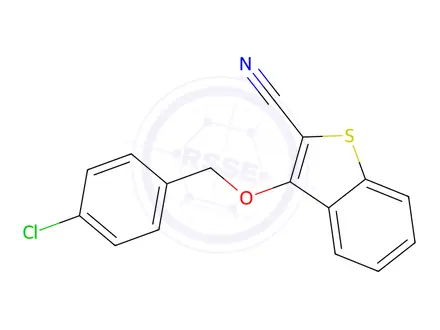 Chemical structure of 3-[(4-Chlorobenzyl)oxy]-1-benzothiophene-2-carbonitrile