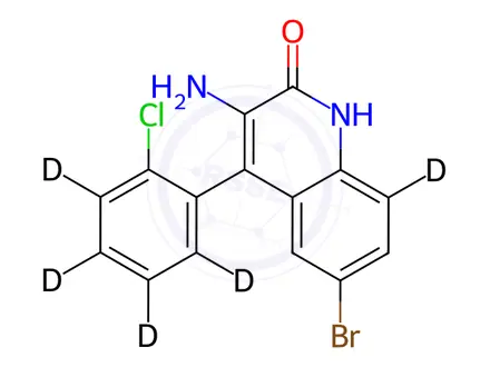 Chemical structure of 3-Amino-6-bromo-4-(2-chlorophenyl)-2(1H)-quinolinone-d5