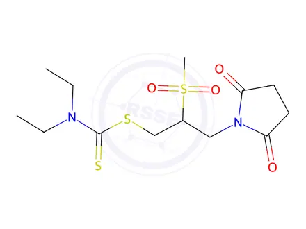 Chemical structure of N,N-Diethyl{[3-(2,5-dioxopyrrolidin-1-yl)-2-methanesulfonylpropyl]sulfanyl}carbothioamide