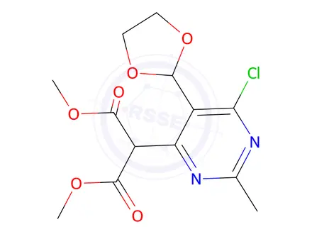 Chemical structure of Dimethyl 2-(6-chloro-5-(1,3-dioxolan-2-yl)-2-methylpyrimidin-4-yl)malonate