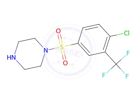 Chemical structure of 1-[4-chloro-3-(trifluoromethyl)benzenesulfonyl]piperazine