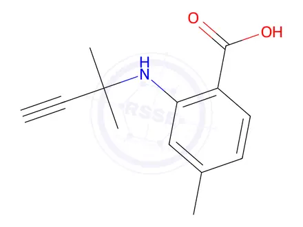 Chemical structure of 4-Methyl-2-((2-methylbut-3-yn-2-yl)amino)benzoic acid