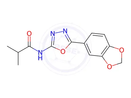 Chemical structure of N-(5-(Benzo[d][1,3]dioxol-5-yl)-1,3,4-oxadiazol-2-yl)isobutyramide