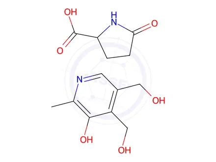 Chemical structure of 5-oxo-DL-proline, compound with 5-hydroxy-6-methylpyridine-3,4-dimethanol (1:1)