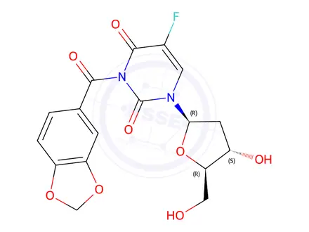 Chemical structure of 3-(1,3-Benzodioxole-5-Carbonyl)-5-Fluoro-1-[(2R,4S,5R)-4-Hydroxy-5-(Hydroxymethyl)Oxolan-2-Yl]Pyrimidine-2,4-Dione