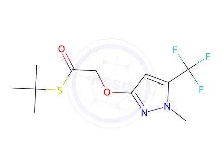 Chemical structure of S-(tert-Butyl) 2-((1-methyl-5-(trifluoromethyl)-1H-pyrazol-3-yl)oxy)ethanethioate