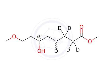 Chemical structure of (6S)-6-Hydroxy-8-methoxy-octanoic Acid Methyl Ester-d5