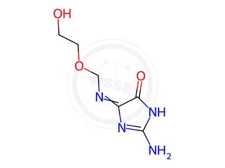 Chemical structure of 5-(((2-Hydroxyethoxy)methyl)amino)-2-imino-2,3-dihydro-4H-imidazol-4-one