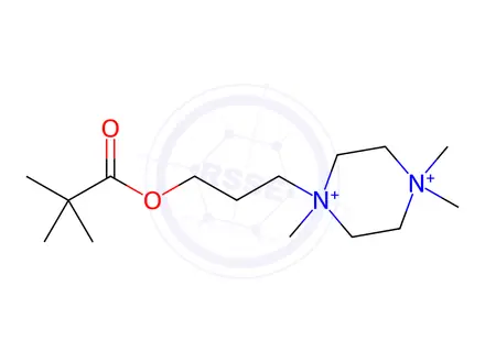 Chemical structure of 3-(1,4,4-trimethyl-2,3,5,6-tetrahydropyrazin-1-yl)propyl 2,2-dimethylp ropanoate diiodide