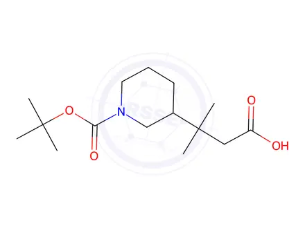 Chemical structure of 3-(1-(Tert-butoxycarbonyl)piperidin-3-yl)-3-methylbutanoic acid