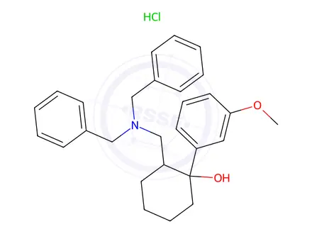 Chemical structure of trans-(+/-)-2-[(N,N-Dibenzylamino)methyl]-1-(3-methoxyphenyl)cyclohexanol Hydrobromide