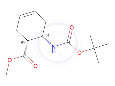 Chemical structure of Methyl cis-6-{[(tert-Butoxy)carbonyl]amino}cyclohex-3-ene-1-carboxylate