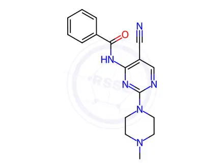 Chemical structure of N-(5-Cyano-2-(4-methylpiperazin-1-yl)pyrimidin-4-yl)benzamide