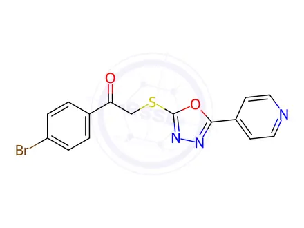 Chemical structure of Ethanone, 1-(4-bromophenyl)-2-[[5-(4-pyridinyl)-1,3,4-oxadiazol-2-yl]thio]-