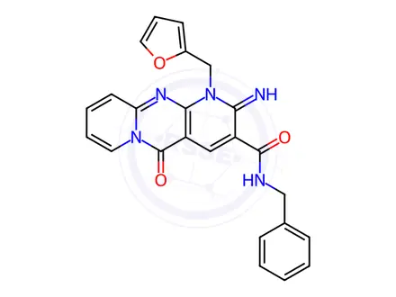 Chemical structure of N-Benzyl-1-(furan-2-ylmethyl)-2-imino-5-oxo-2,5-dihydro-1H-dipyrido[1,2-a:2',3'-d]pyrimidine-3-carboxamide