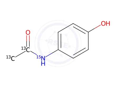 Chemical structure of Acetaminophen-13C2, 15N1