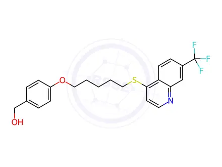 Chemical structure of (4-((5-((7-(Trifluoromethyl)quinolin-4-yl)thio)pentyl)oxy)phenyl)methanol