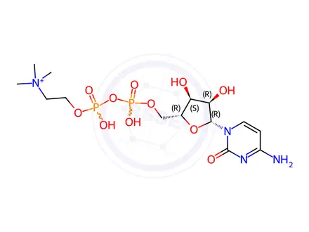 Chemical structure of Cytidine 5'-(trihydrogen diphosphate), mono[2-(trimethylammonio)ethyl] ester