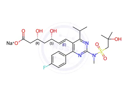 Chemical structure of S-Desmethyl-S-(2-hydroxy-2-methylpropyl)Rosuvastatin Sodium Salt