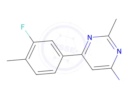 Chemical structure of 6-(3-fluoro-4-methylphenyl)-2-methylpyrimidin-4-amine